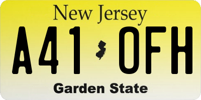 NJ license plate A41OFH