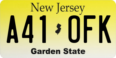 NJ license plate A41OFK