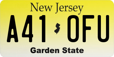 NJ license plate A41OFU
