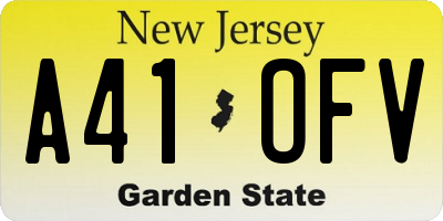 NJ license plate A41OFV