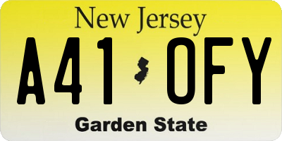NJ license plate A41OFY