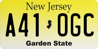 NJ license plate A41OGC