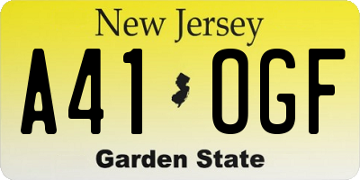 NJ license plate A41OGF