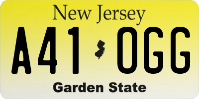 NJ license plate A41OGG