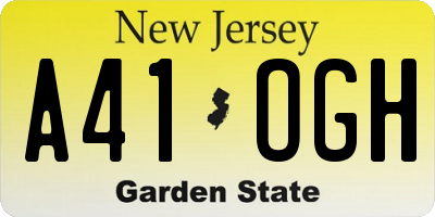 NJ license plate A41OGH