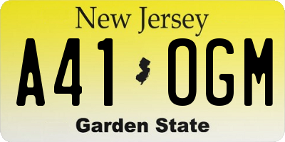NJ license plate A41OGM