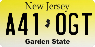 NJ license plate A41OGT