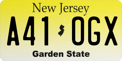 NJ license plate A41OGX