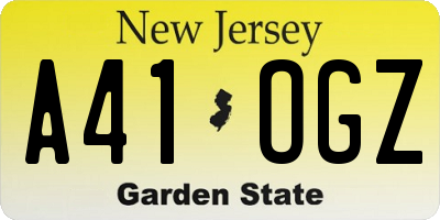 NJ license plate A41OGZ