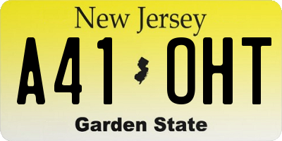 NJ license plate A41OHT