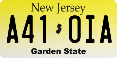 NJ license plate A41OIA