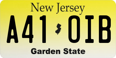 NJ license plate A41OIB