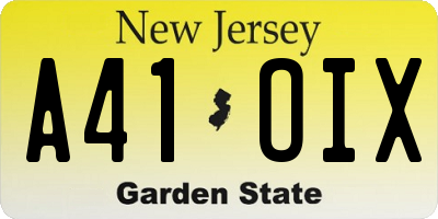 NJ license plate A41OIX