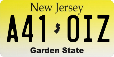 NJ license plate A41OIZ