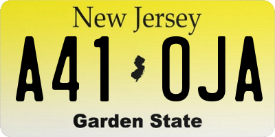 NJ license plate A41OJA