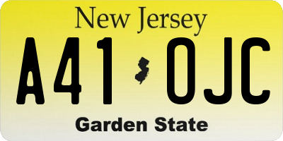 NJ license plate A41OJC
