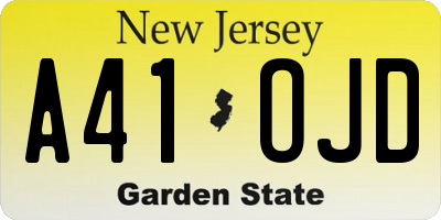 NJ license plate A41OJD