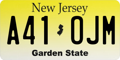 NJ license plate A41OJM