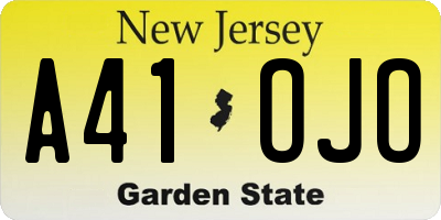 NJ license plate A41OJO