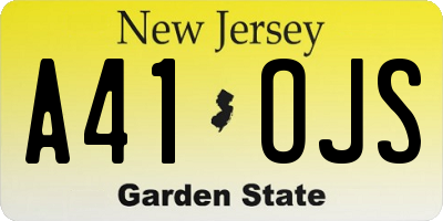 NJ license plate A41OJS