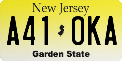 NJ license plate A41OKA