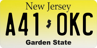 NJ license plate A41OKC