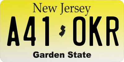 NJ license plate A41OKR