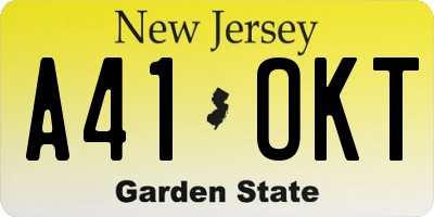 NJ license plate A41OKT