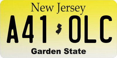 NJ license plate A41OLC