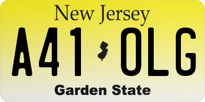 NJ license plate A41OLG