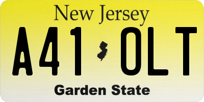 NJ license plate A41OLT