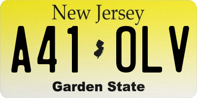 NJ license plate A41OLV