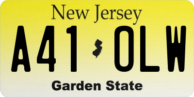 NJ license plate A41OLW
