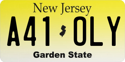 NJ license plate A41OLY