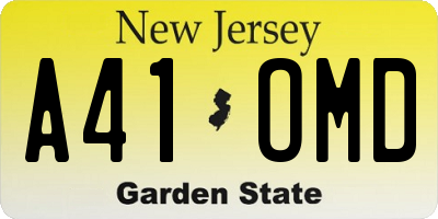 NJ license plate A41OMD