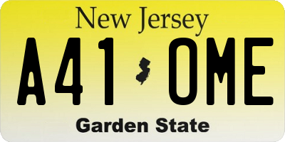NJ license plate A41OME