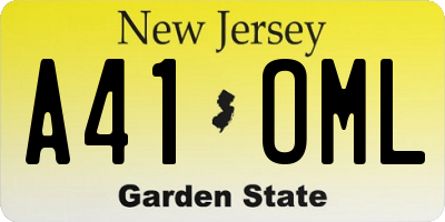 NJ license plate A41OML