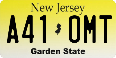NJ license plate A41OMT