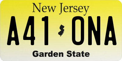 NJ license plate A41ONA
