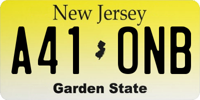 NJ license plate A41ONB