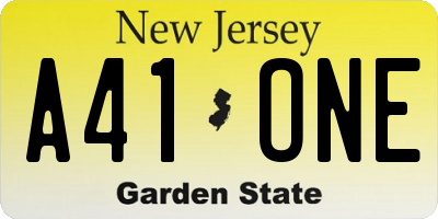 NJ license plate A41ONE