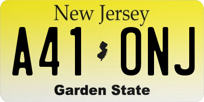 NJ license plate A41ONJ