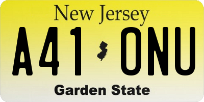 NJ license plate A41ONU