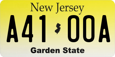 NJ license plate A41OOA