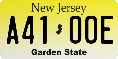 NJ license plate A41OOE