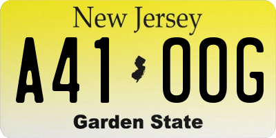 NJ license plate A41OOG