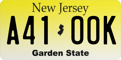 NJ license plate A41OOK
