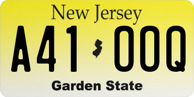 NJ license plate A41OOQ