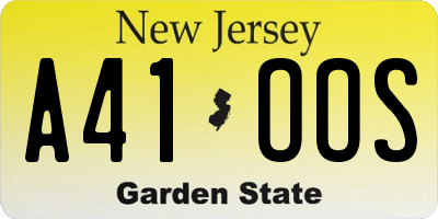 NJ license plate A41OOS