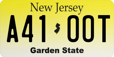 NJ license plate A41OOT